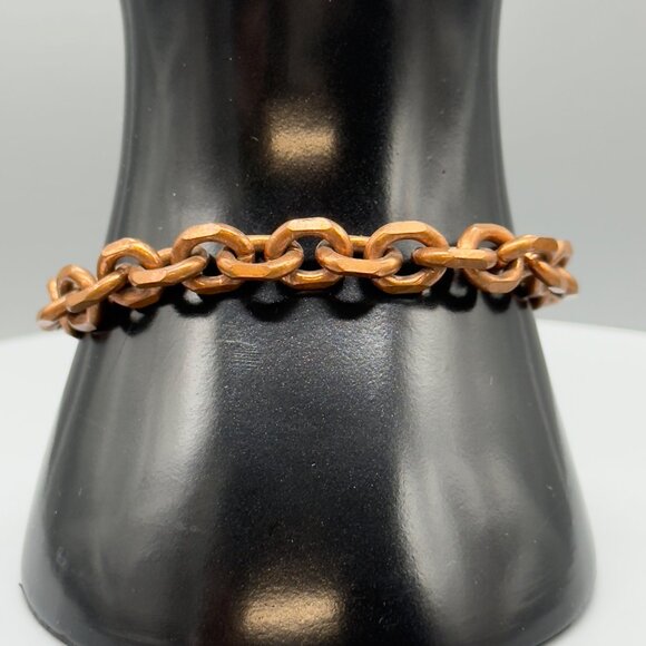 Vintage Solid Copper Chain Link Bracelet With Hook Clasp 6 3/4" - Picture 2 of 12